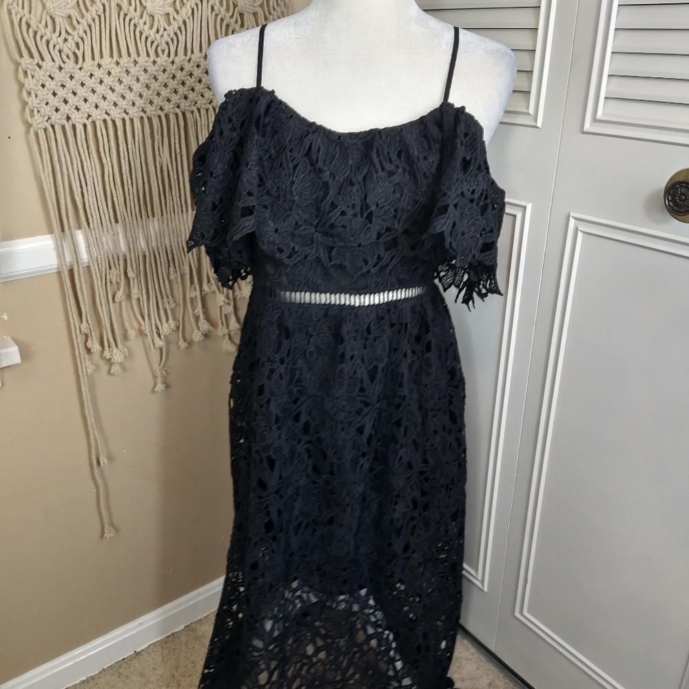 New UMGEE black spaghetti strap crochet lace dress - Picture 10 of 10